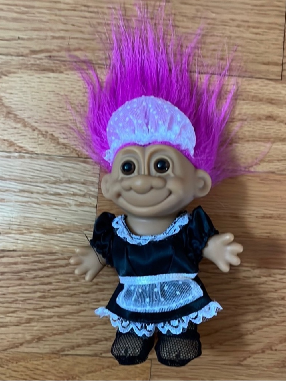 Vintage Russ Troll Doll French Maid Outfit Purple Hair 5” Collectible